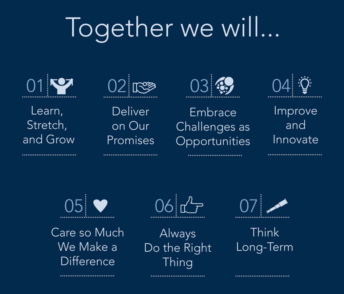 Icons representing core values