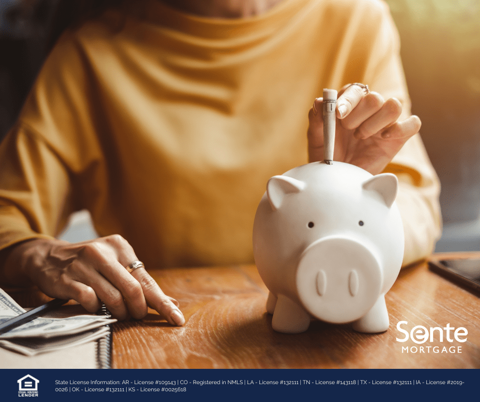 Woman adding money to a piggy bank for retirement savings